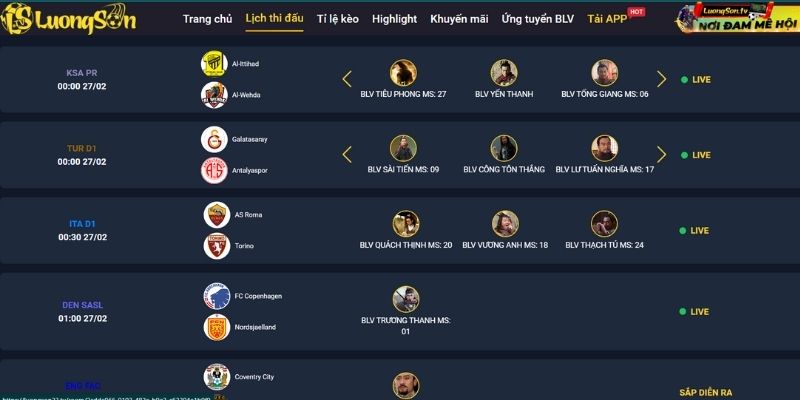 LuongSonTV : Xem Bóng Đá Trực Tuyến 4K, Miễn Phí, 0 Quảng Cáo 14 LuongSon TV trực tiếp bóng đá hôm nay luôn cập nhật lịch thi đấu và kết quả liên tục